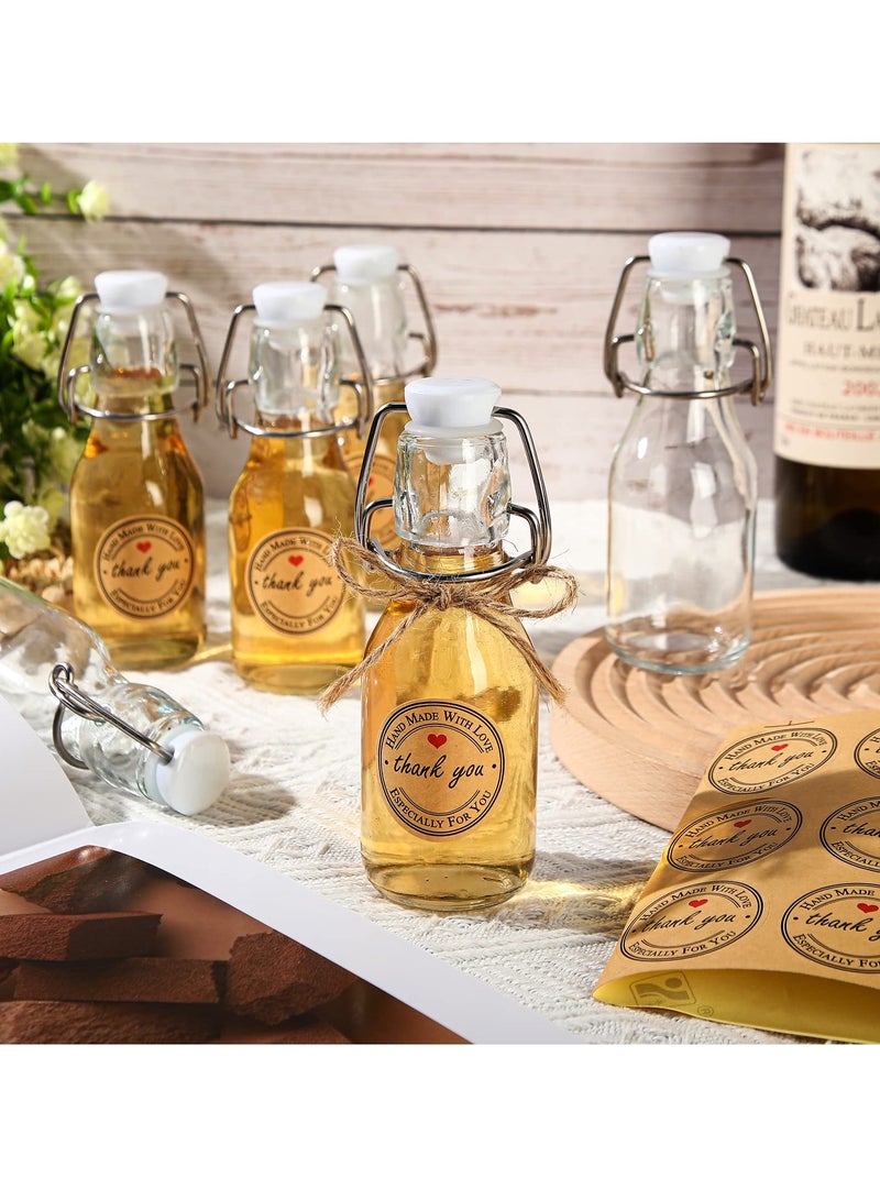SYOSI 20 PCS 100ml Mini Flip Top Glass Bottles with Stoppers, Decorative Swing Top Bottles with Lids and Kraft Adhesive Round Stickers, Ideal for Wedding and Themed Party Favors - Image 3
