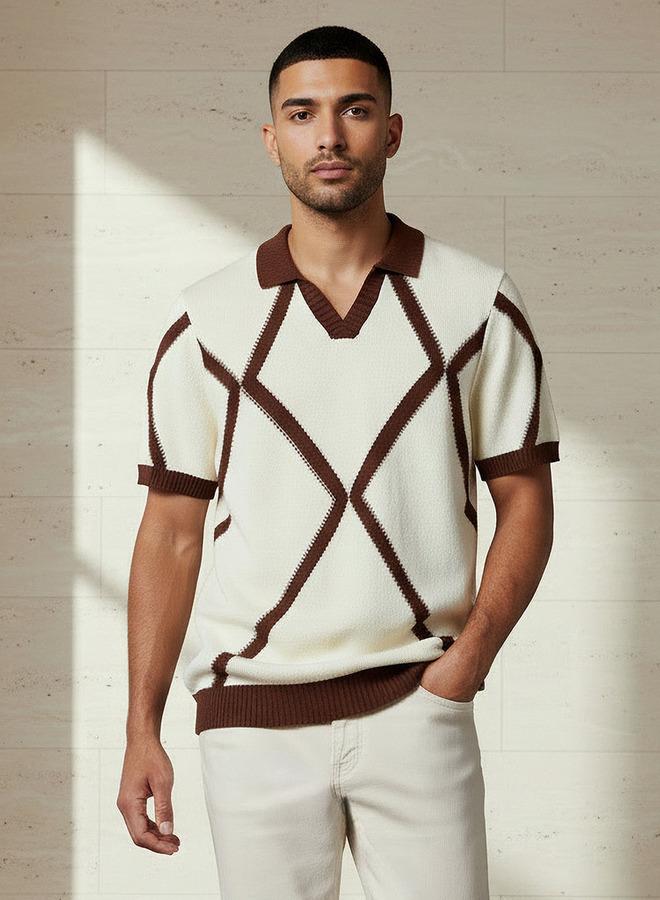 ايكونيك تيشيرت بولو رجالي بأكمام قصيرة وياقة جوني - Image 1