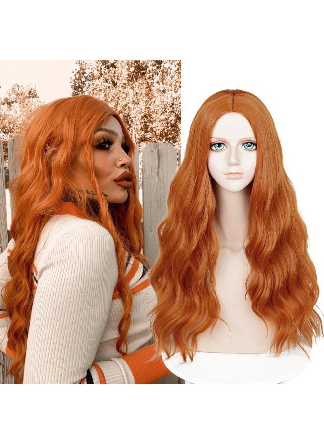 Probeauty - Ginger Wig Long Orange Wig for Women Synthetic Heat Resistant Curly Wave Cosplay Wigs for Halloween Costume - Image 1
