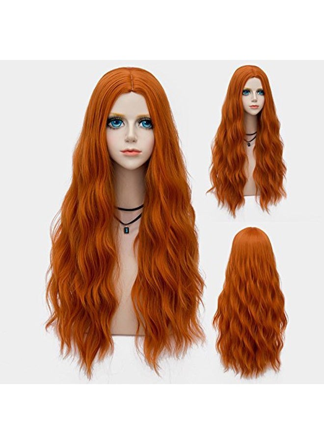 Probeauty - Ginger Wig Long Orange Wig for Women Synthetic Heat Resistant Curly Wave Cosplay Wigs for Halloween Costume - Image 1