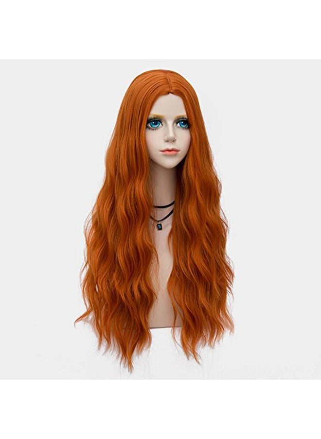 Probeauty - Ginger Wig Long Orange Wig for Women Synthetic Heat Resistant Curly Wave Cosplay Wigs for Halloween Costume - Image 1