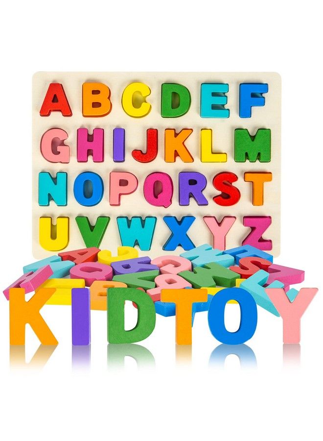 Attmu Alphabet Puzzle Wooden Puzzles For Toddlers 1 2 3 4 5 Year Old Abc Puzzle Shape Alphabet Learning Puzzles Toys With Puzzle Board & Letter Blocks Preschool Educational For Girls Boys - Image 3