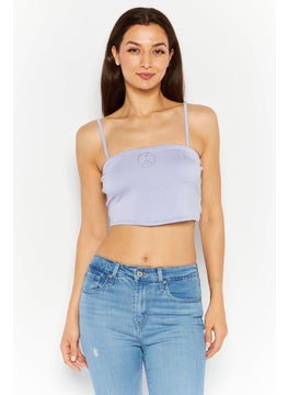 Missguided Women Straight Across Sleeveless Textured Top, Lilac  - Image 1