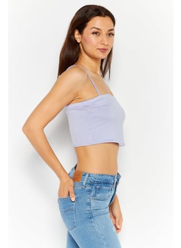 Missguided Women Straight Across Sleeveless Textured Top, Lilac  - Image 2