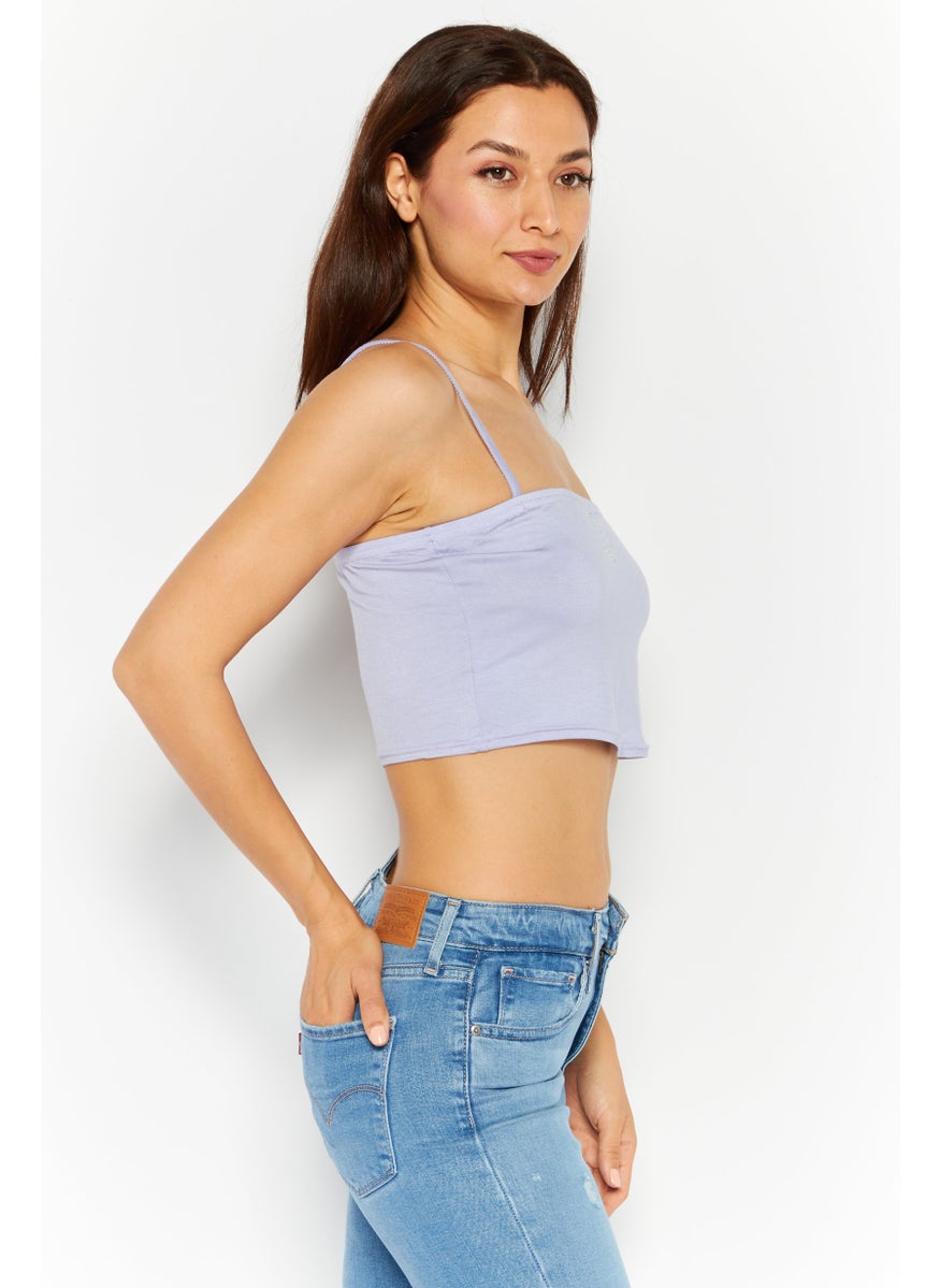 Missguided Women Straight Across Sleeveless Textured Top, Lilac  - Image 2