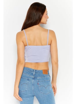 Missguided Women Straight Across Sleeveless Textured Top, Lilac  - Image 3