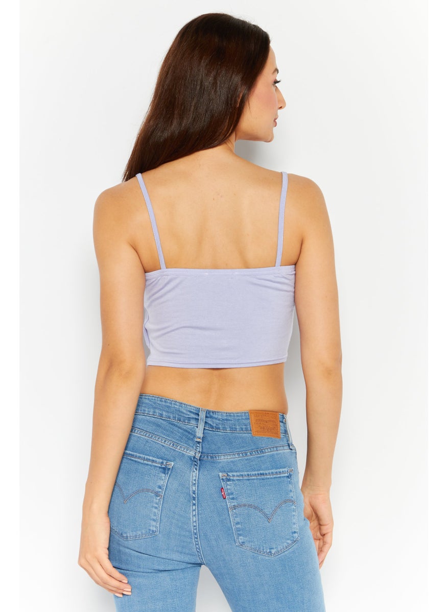 Missguided Women Straight Across Sleeveless Textured Top, Lilac  - Image 3
