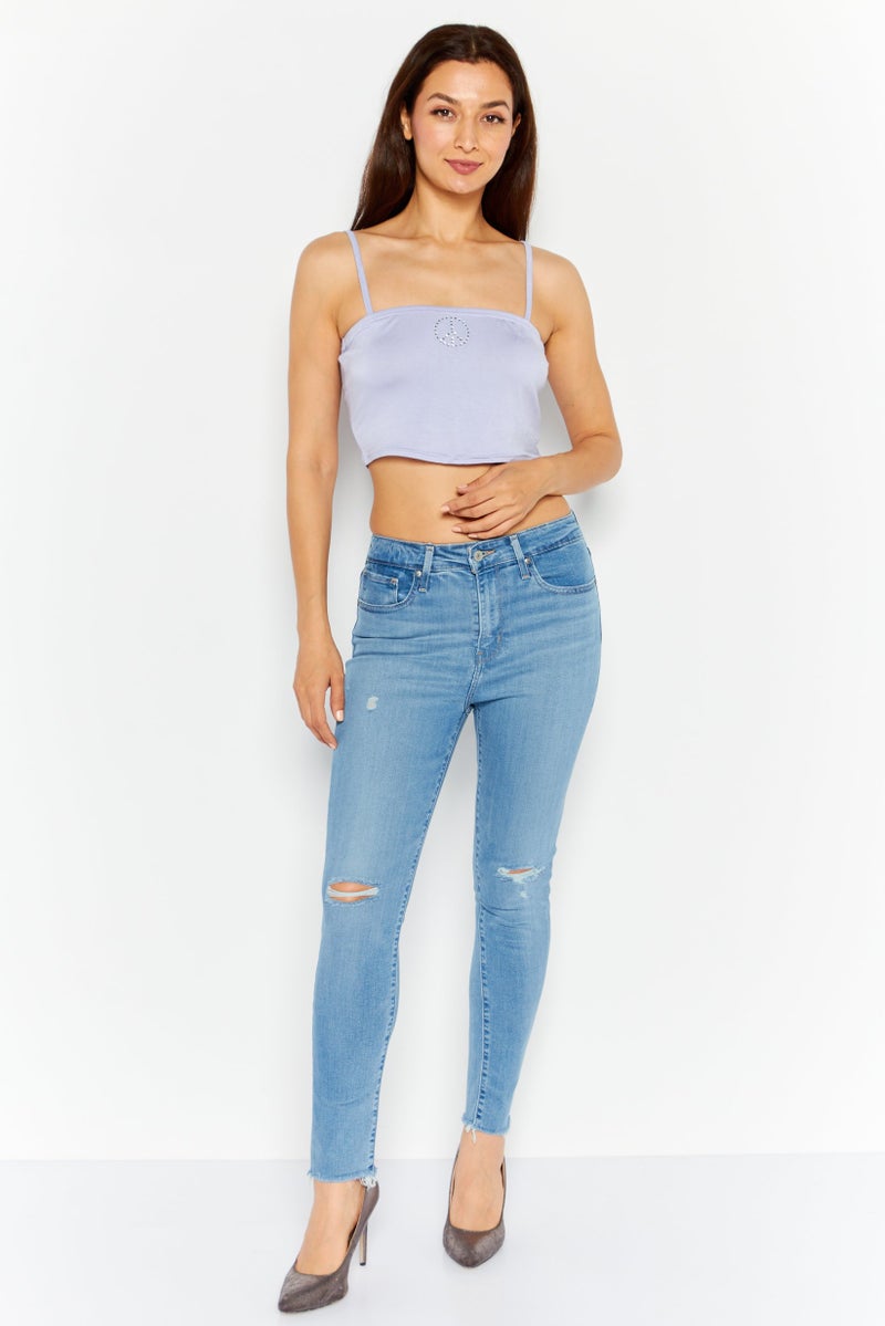 Missguided Women Straight Across Sleeveless Textured Top, Lilac - Image 4