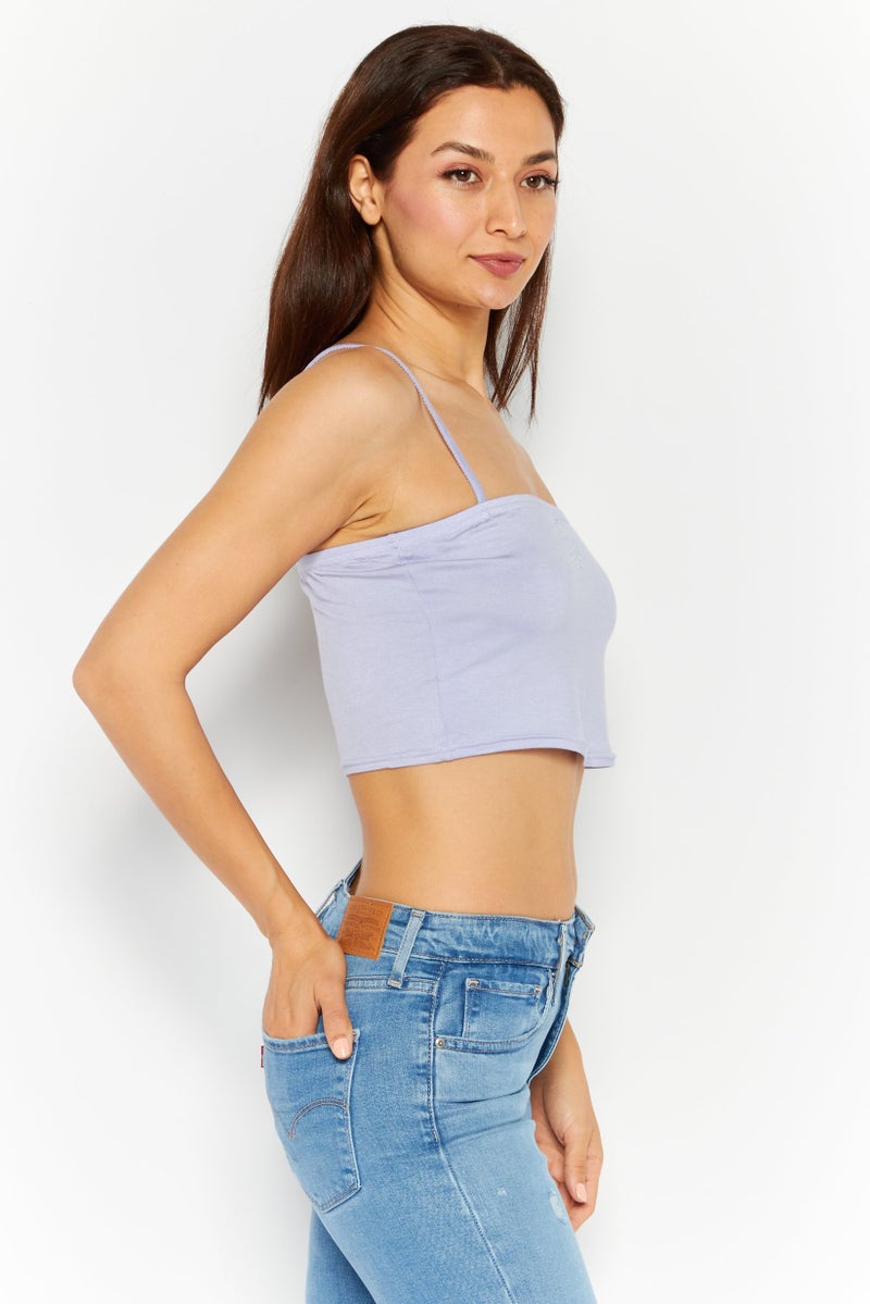 Missguided Women Straight Across Sleeveless Textured Top, Lilac - Image 2