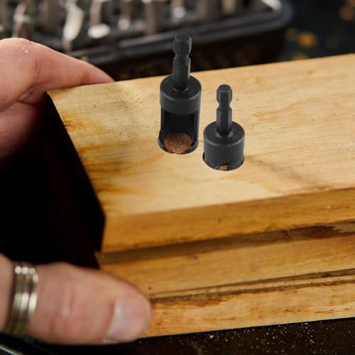 Rocaris 8 Pack Wood Plug Cutter Drill Bit Set, Straight and Tapered Taper Cutting Tool 1/4", 5/8", 3/8", 1/2", 1/4 Inch Hex Shank, Black - Image 5
