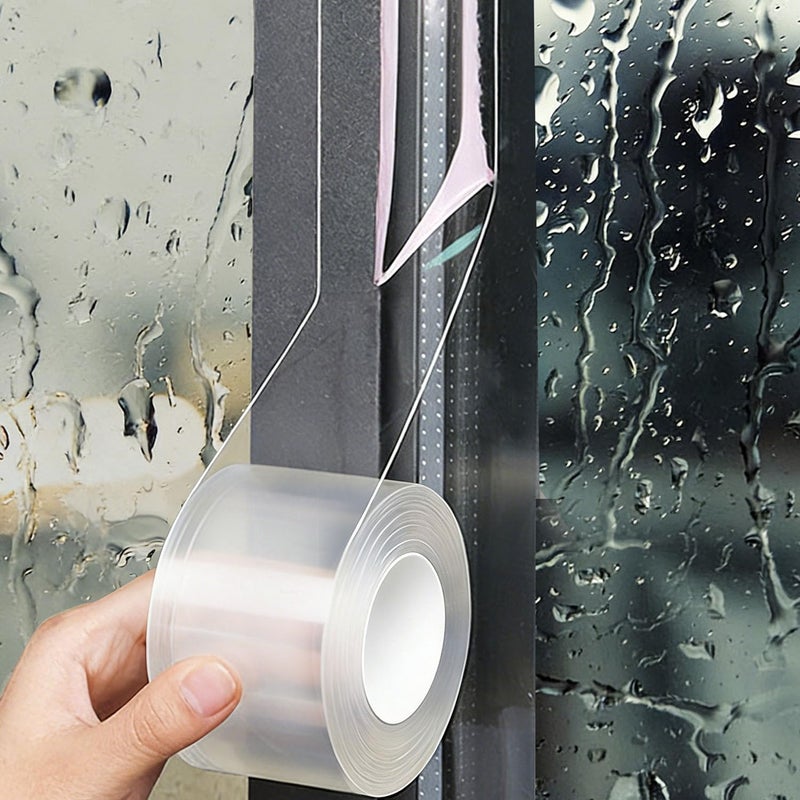 PackYard Window Sealing Tape 2 Inch x 33 FT Transparent Window Draft Insulation Residue-Free Clear Weather Stripping Caulk Tape Windproof Weatherproof Window Seal AC Units for Window Glass, Doors Gaps - Image 1