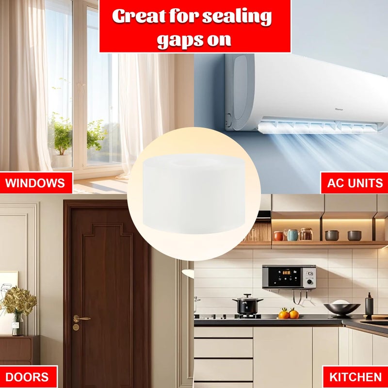 PackYard Window Sealing Tape 2 Inch x 33 FT Transparent Window Draft Insulation Residue-Free Clear Weather Stripping Caulk Tape Windproof Weatherproof Window Seal AC Units for Window Glass, Doors Gaps - Image 5