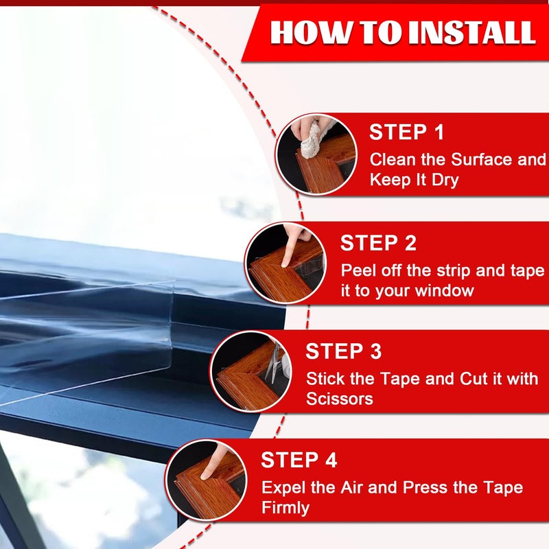 PackYard Window Sealing Tape 2 Inch x 33 FT Transparent Window Draft Insulation Residue-Free Clear Weather Stripping Caulk Tape Windproof Weatherproof Window Seal AC Units for Window Glass, Doors Gaps - Image 4
