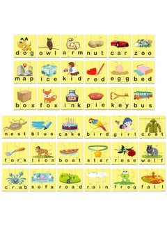 SpriteGru 72 Word Spelling Puzzles with Error-Correction Mechanism in 3 and 4 Pieces, Perfect for Preschool Learning (36 Blocks Double Sided)  - Image 3