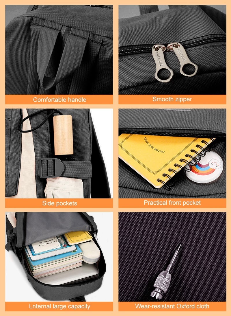 URbazaar School Bag for Girls/Boys 4Pcs Kawaii Cute Backpack Set with Pendant Lunch Bag, Pencil Case, Handbag for Teen Girls School Backpack - Image 5