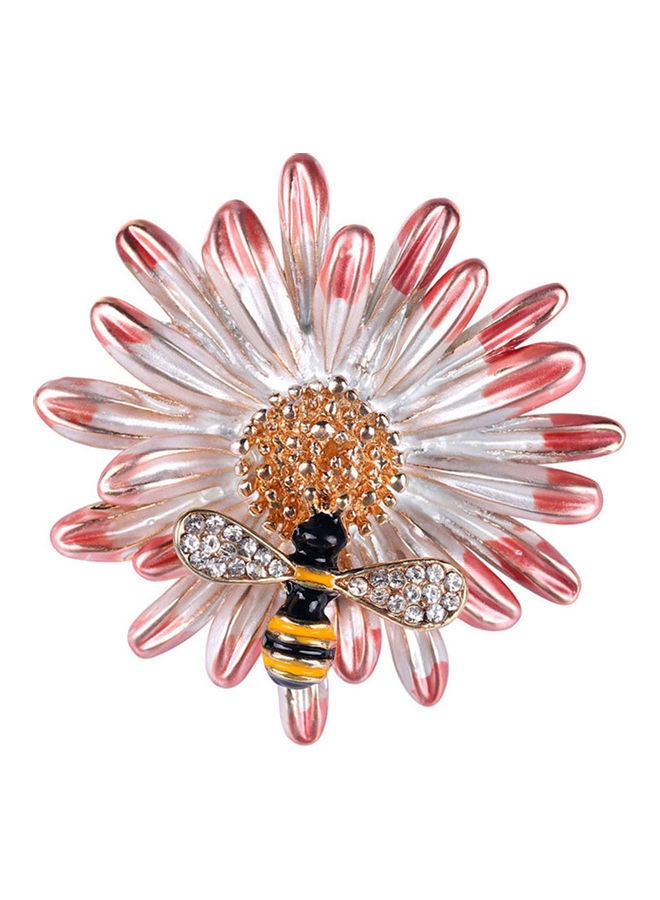NIBEMINENT Women Bee Flower Rhinestone Brooch Pin Scarf  - Image 1