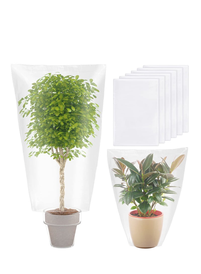 SOLARAE 5 Pcs Plant Covers, Freeze Protection Winter Plant Film Cover, Plastic Clear Plant Shelter Bags, Waterproof Frost Cloth, for Outdoor Plants, Greenhouse, Garden, Rain Frost Protection - Image 1