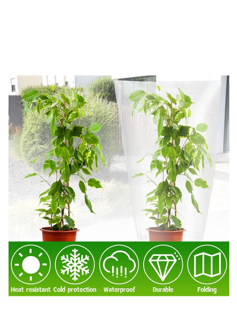 SOLARAE 5 Pcs Plant Covers, Freeze Protection Winter Plant Film Cover, Plastic Clear Plant Shelter Bags, Waterproof Frost Cloth, for Outdoor Plants, Greenhouse, Garden, Rain Frost Protection - Image 2