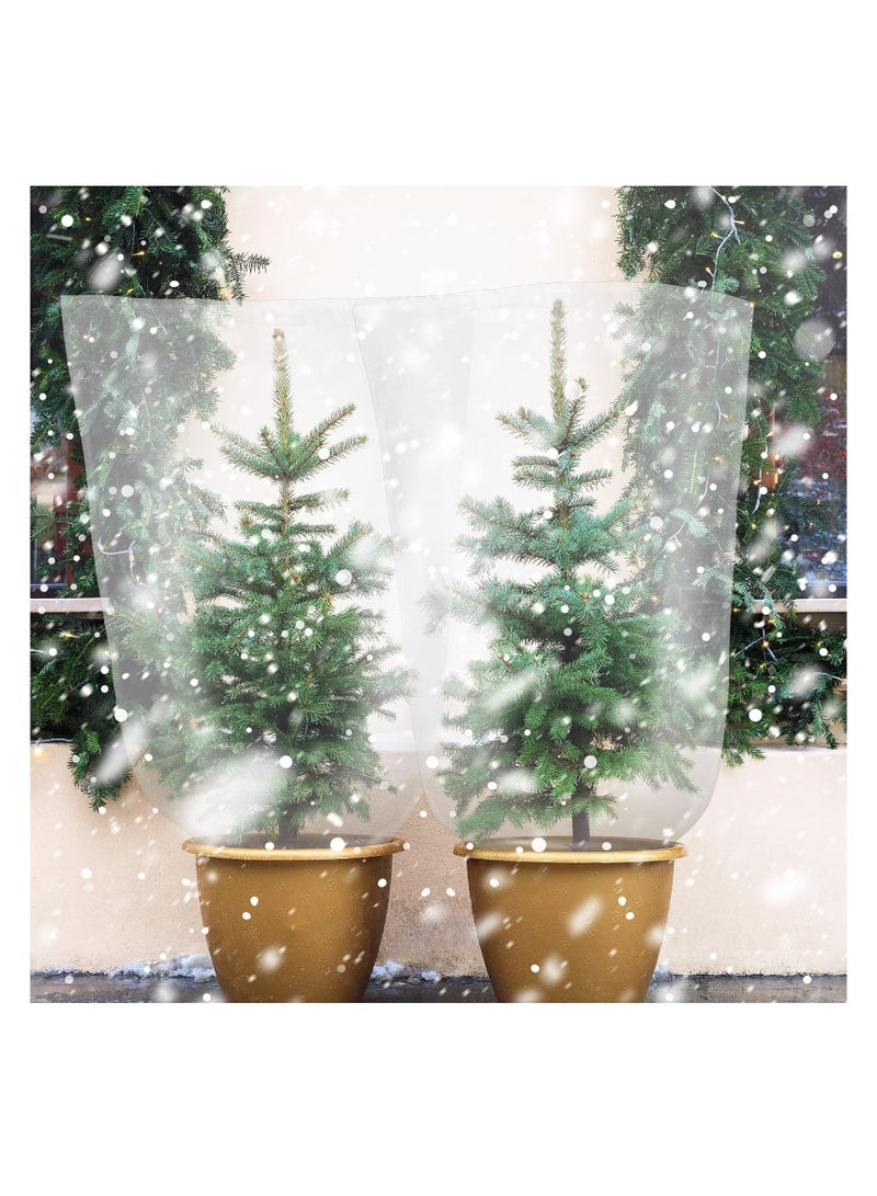 SOLARAE 5 Pcs Plant Covers, Freeze Protection Winter Plant Film Cover, Plastic Clear Plant Shelter Bags, Waterproof Frost Cloth, for Outdoor Plants, Greenhouse, Garden, Rain Frost Protection - Image 4