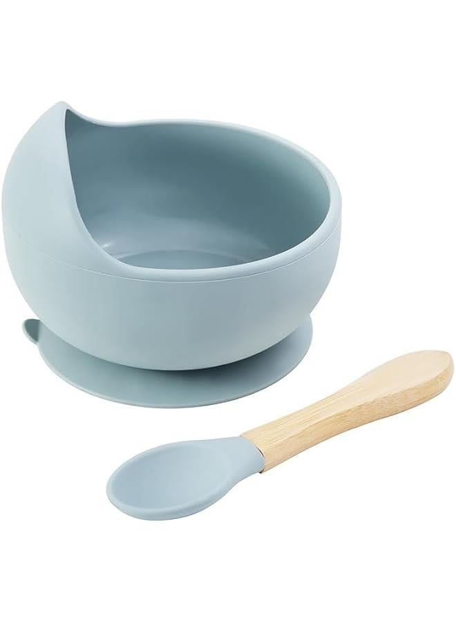 HOOKOR Baby Bowls with Suction and Spoon Set, 100% Food-Grade Silicone & Bamboo, BPA-Free Baby Food Bowls and Baby Feeding Spoon, Suction Bowls for Baby and Toddler Bowl - Image 1