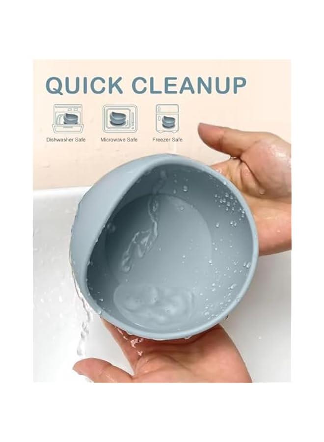 HOOKOR Baby Bowls with Suction and Spoon Set, 100% Food-Grade Silicone & Bamboo, BPA-Free Baby Food Bowls and Baby Feeding Spoon, Suction Bowls for Baby and Toddler Bowl - Image 3