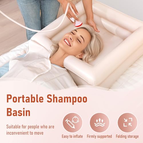 Fanwer Inflatable Bedside Shampoo Set with Water Bag and Waterproof Shawl. Wash Hair in Bed for Children, the Elderly, Pregnant Women, Post-surgery or Bedridden Patients. Water Bag Capacity 2.1 Gallons (8L) - Image 3