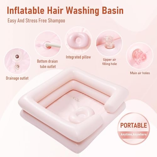 Fanwer Inflatable Bedside Shampoo Set with Water Bag and Waterproof Shawl. Wash Hair in Bed for Children, the Elderly, Pregnant Women, Post-surgery or Bedridden Patients. Water Bag Capacity 2.1 Gallons (8L) - Image 5