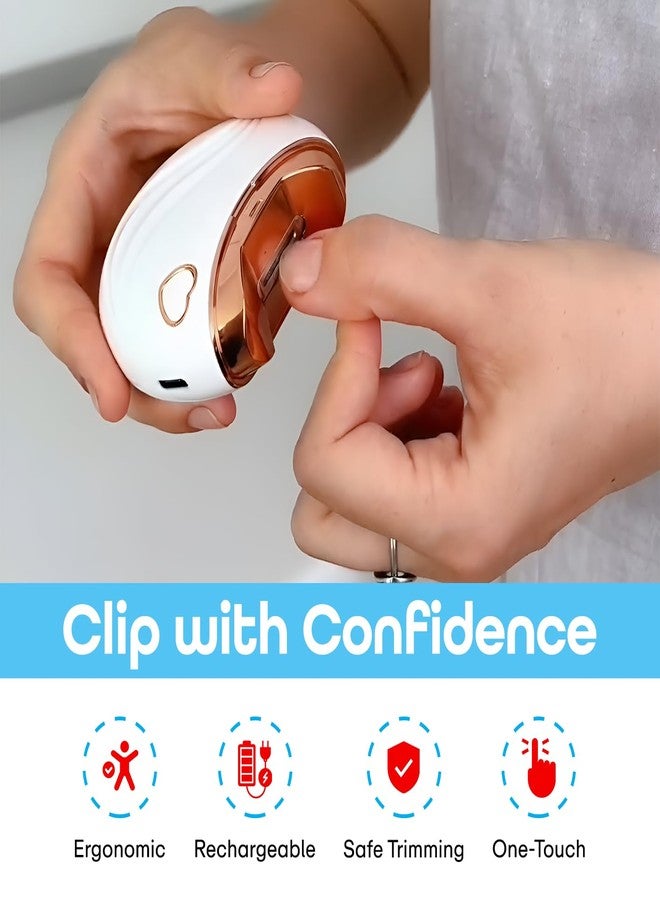 Prime Pick Safe Trim Electric Nail Clipper Portable Anti Splash Anti Pinch Automatic Nail Cutter Baby Adult Manicure Grooming Tool Quiet Operation USB Rechargeable White - Image 5