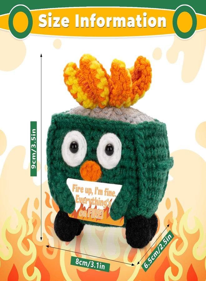 AGIFTMIND Graduation Appreciation Gifts for Teachers Emotional Dumpster Crochet Fire Desk Accessories, Positive Crochet Dumpster Doll, Funny Handmade Knitting Gifts for Friends Coworker (Green) - Image 2