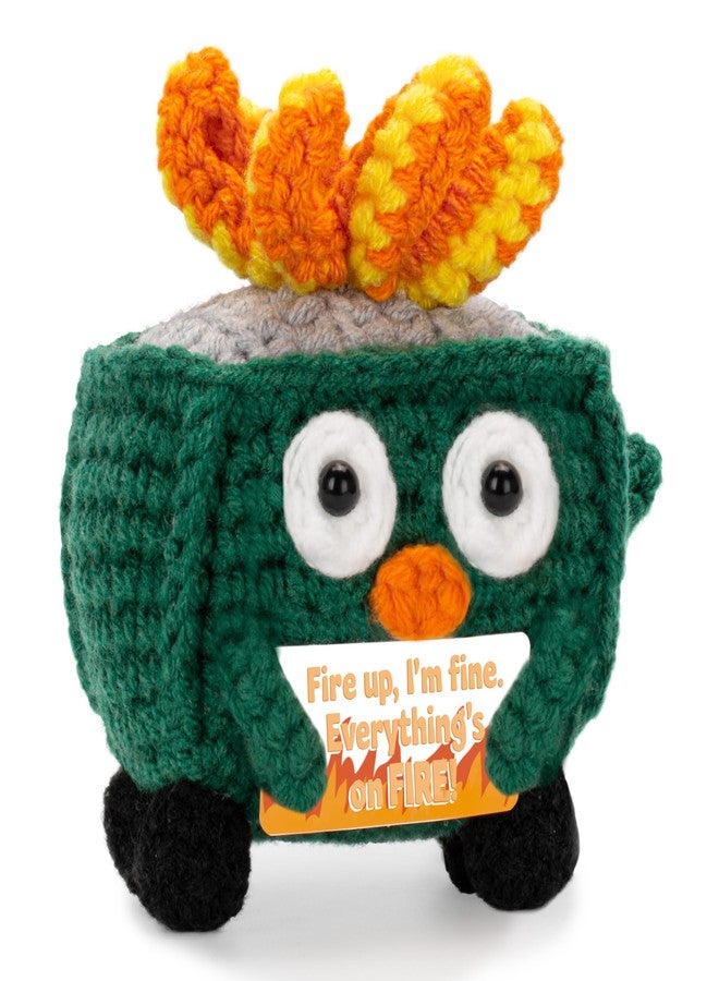 AGIFTMIND Graduation Appreciation Gifts for Teachers Emotional Dumpster Crochet Fire Desk Accessories, Positive Crochet Dumpster Doll, Funny Handmade Knitting Gifts for Friends Coworker (Green) - Image 1