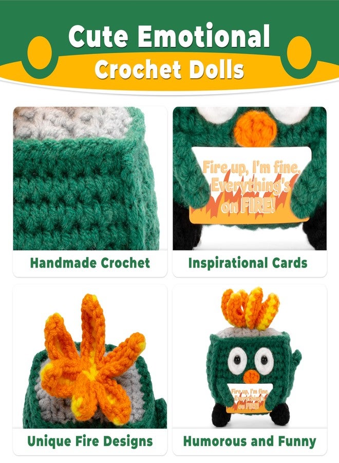 AGIFTMIND Graduation Appreciation Gifts for Teachers Emotional Dumpster Crochet Fire Desk Accessories, Positive Crochet Dumpster Doll, Funny Handmade Knitting Gifts for Friends Coworker (Green) - Image 3