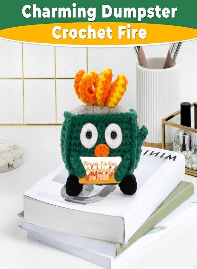 AGIFTMIND Graduation Appreciation Gifts for Teachers Emotional Dumpster Crochet Fire Desk Accessories, Positive Crochet Dumpster Doll, Funny Handmade Knitting Gifts for Friends Coworker (Green) - Image 4