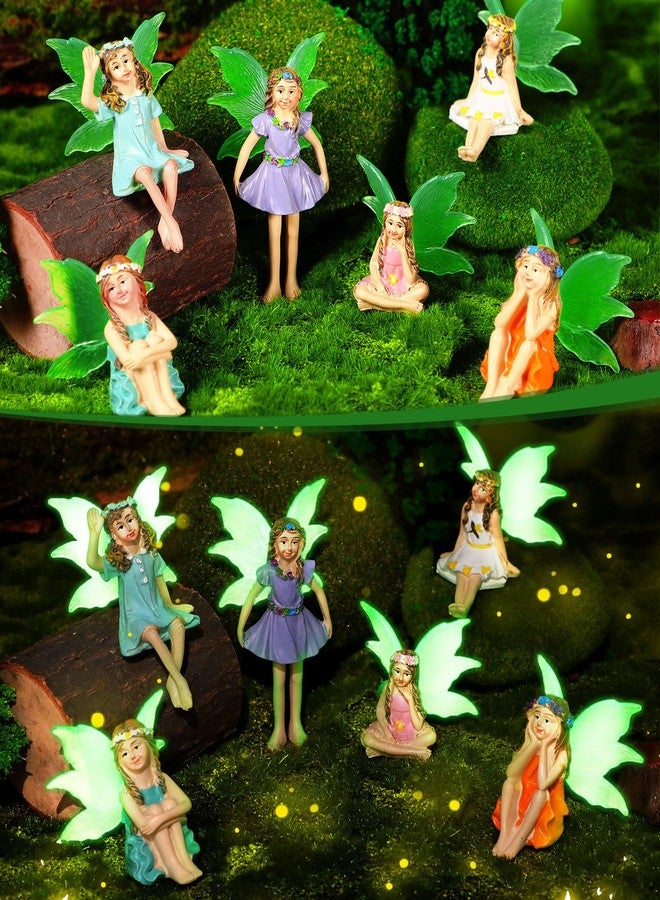 RattanView 6 Pcs Luminous Fairy Figurines Miniatures Resin Fairies Figurines Garden Accessories Small Vintage Luminous Fairy Statues for Outdoor Yard Garden Home Decorations - Image 1