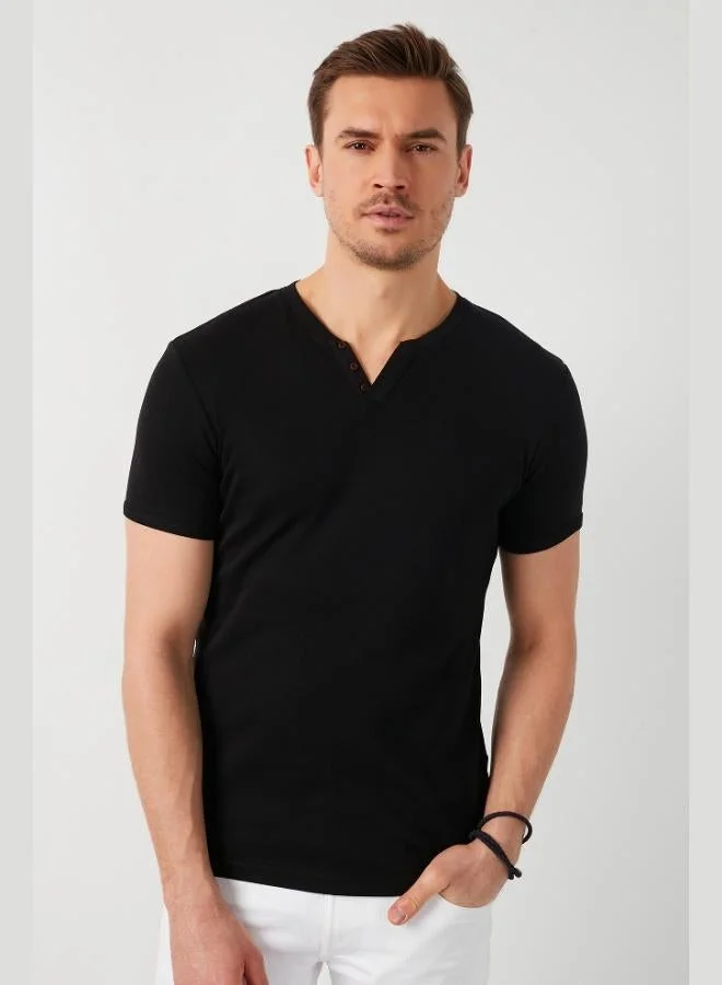 Buratti  Buratti Cotton Button Detailed Slim Fit V-Neck 3-Pack T-Shirt Men's T-SHIRT 5902122S3 for Men | Best Price UAE