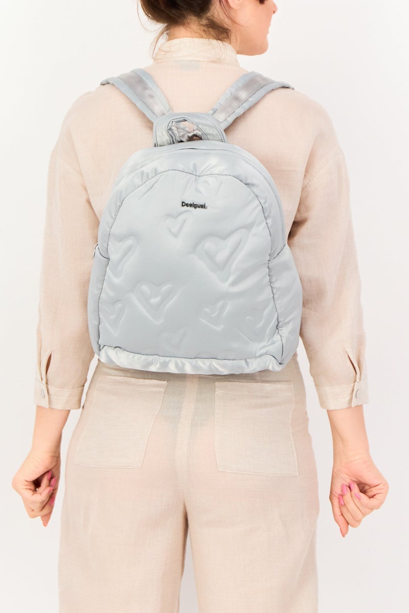 DESIGUAL Women Brand Logo Backpack, Grey - Image 3