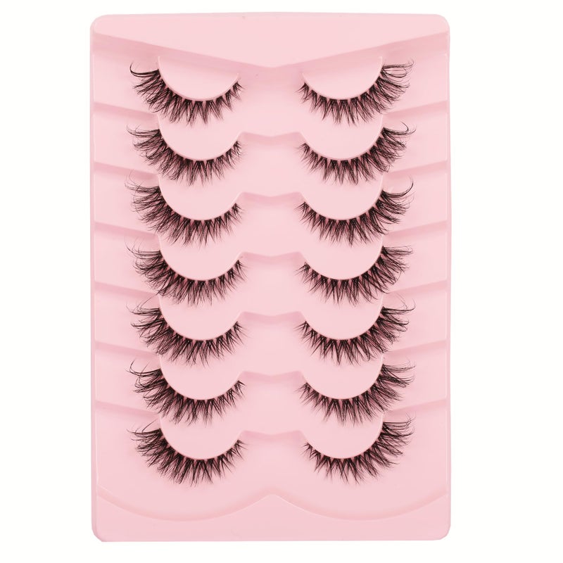 Gmagictobo Cat Eye Lashes Natural Look False Eyelashes Wispy Clear Band Eyelashes Look Like Extension Fox Eye Soft Strip Lashes 7 Pairs