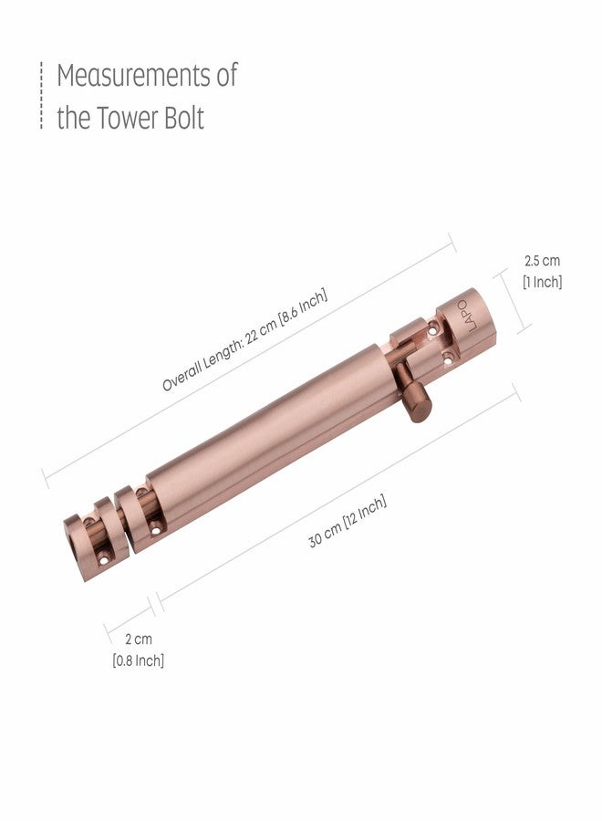 LAPO 2 Pack Heavy Duty 12 Inch Aluminium Tower Bolt for Wooden Door, Kundi, Chitakni for Windows Tower Bolt, Door Lock Latch for Main Doors (Rose Gold Finish, Pack of 2) - Image 5