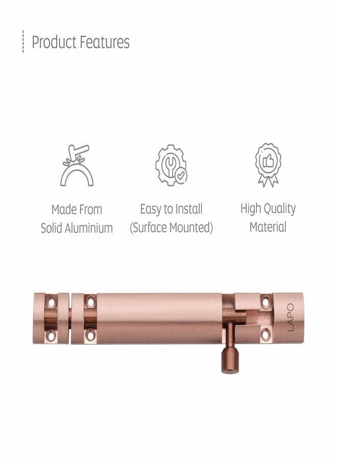 LAPO 2 Pack Heavy Duty 12 Inch Aluminium Tower Bolt for Wooden Door, Kundi, Chitakni for Windows Tower Bolt, Door Lock Latch for Main Doors (Rose Gold Finish, Pack of 2) - Image 4