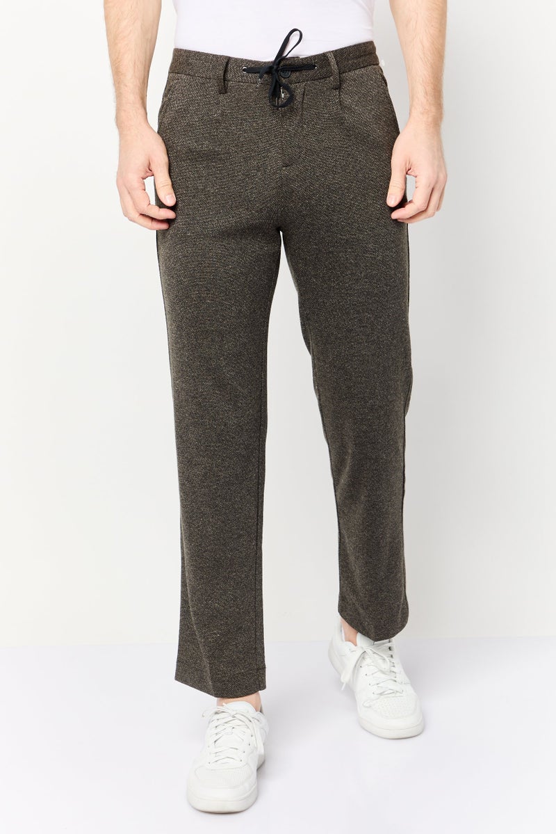 Celio Men Loose Fit Yarn Dye Straight Pants, Charcoal  - Image 1