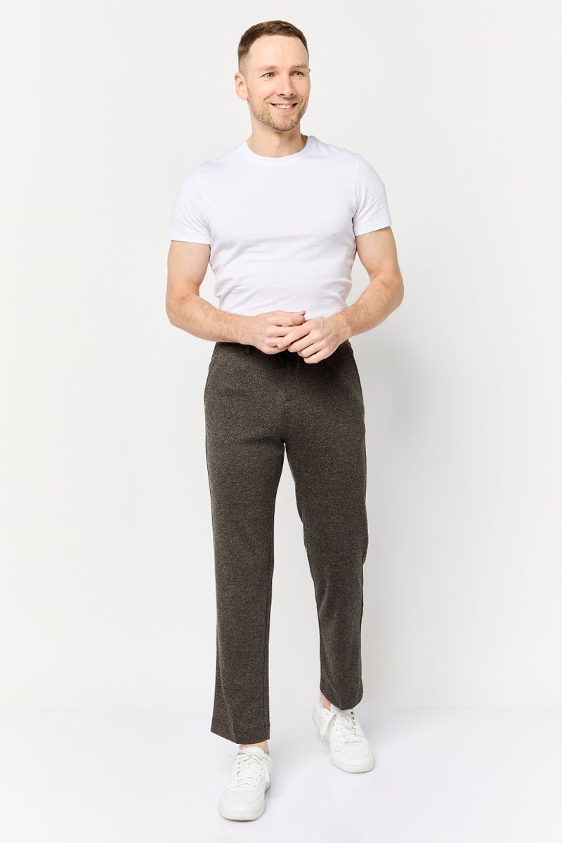 Celio Men Loose Fit Yarn Dye Straight Pants, Charcoal  - Image 2