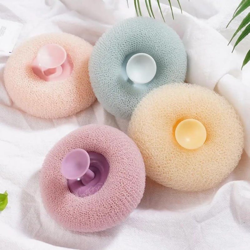 JR ENTERPRISE Bath Shower Scrub Sponge For Body Mud Dirt Remover Round Bathing Foam Exfoliator Loofah For Men Women And Baby Ultra Soft Scrubber With Suction Cup 1 Pcs Multicolor 1  - Image 4