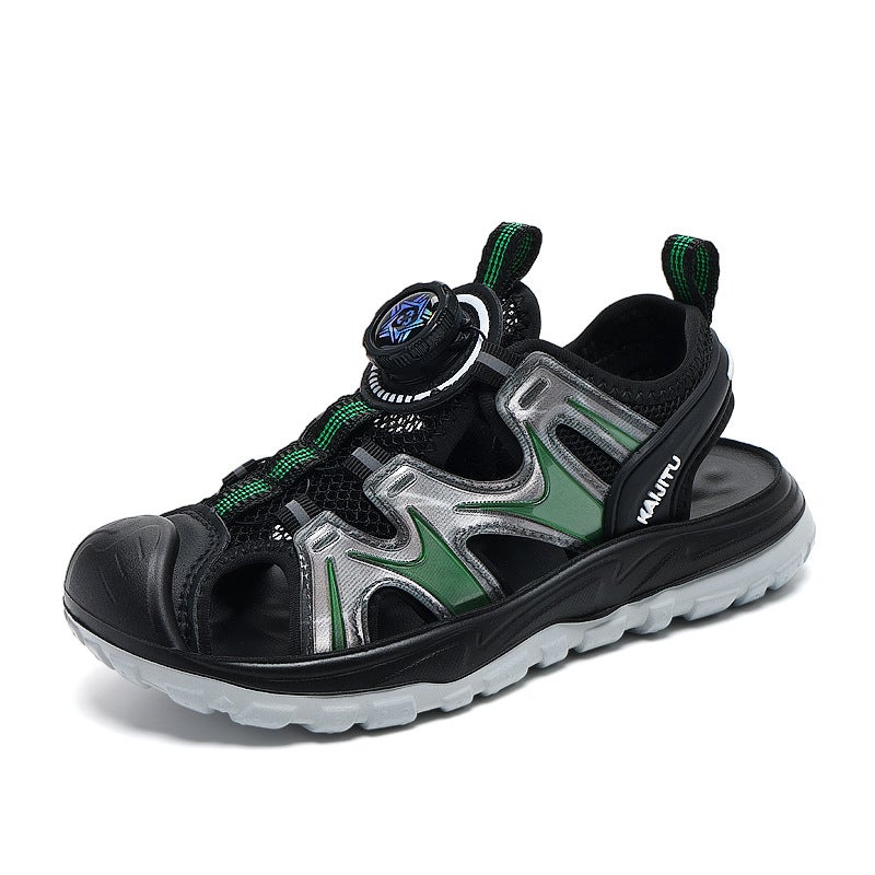 Children'S Sandals For Boys And Girls, Breathable Beach Shoes, Toe-Cap Sandals, Medium And Large Children'S Swivel Buckle Sports Sandals - Image 1