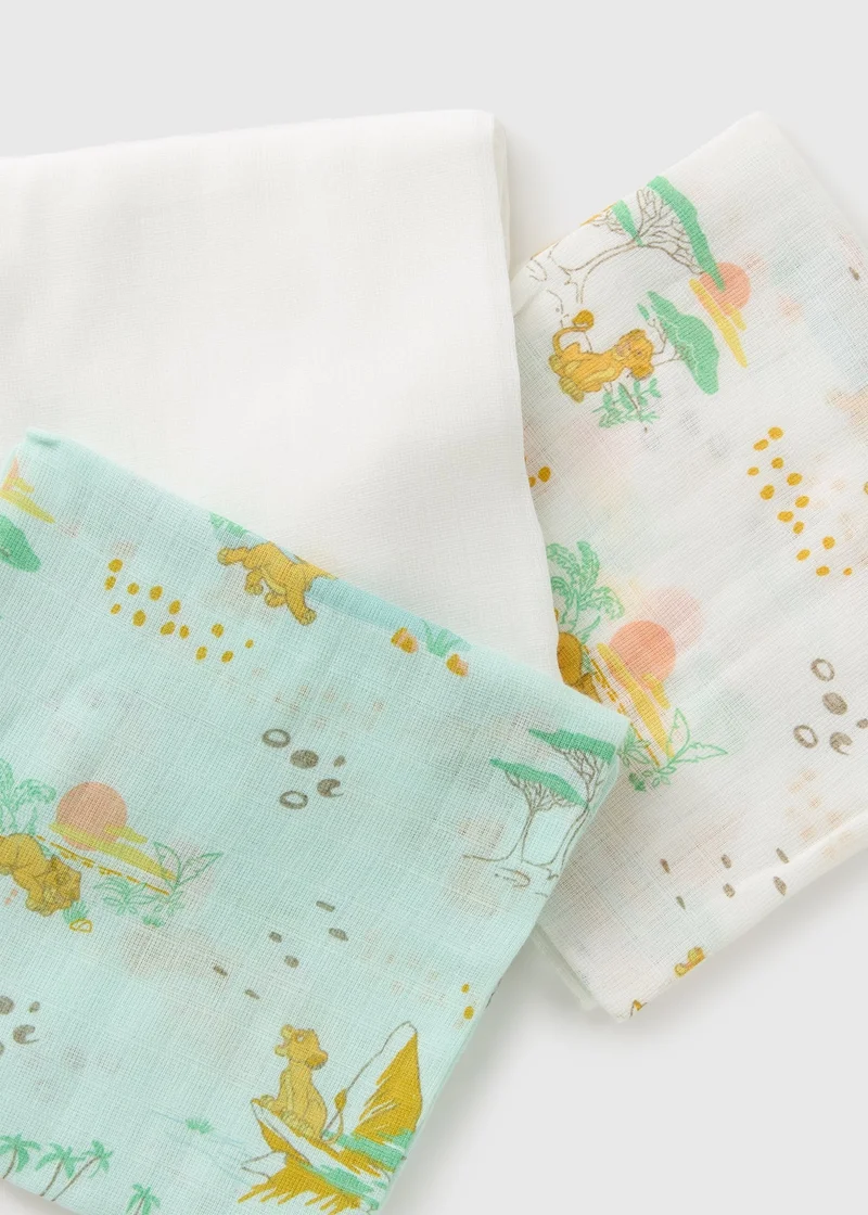 Matalan Disney 3 Pack Baby Cream Lion King Muslin Cloths