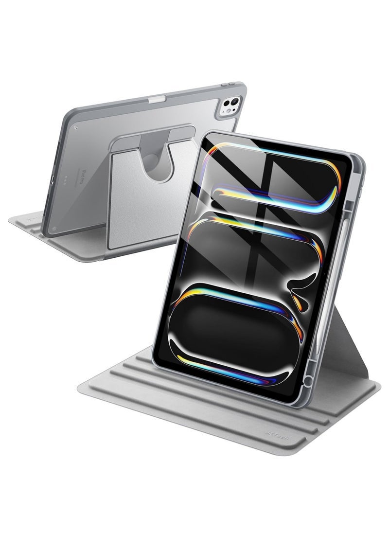 Captaintech Rotating Case for iPad Pro 11-Inch M4 (2024) with Pencil Holder, 360 Degree Rotation Protective Stand Cover Clear Back, Auto Wake/Sleep  - Image 1