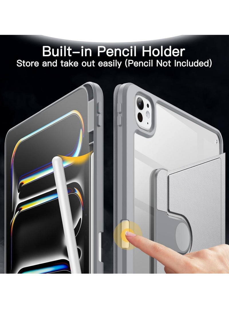 Captaintech Rotating Case for iPad Pro 11-Inch M4 (2024) with Pencil Holder, 360 Degree Rotation Protective Stand Cover Clear Back, Auto Wake/Sleep  - Image 5