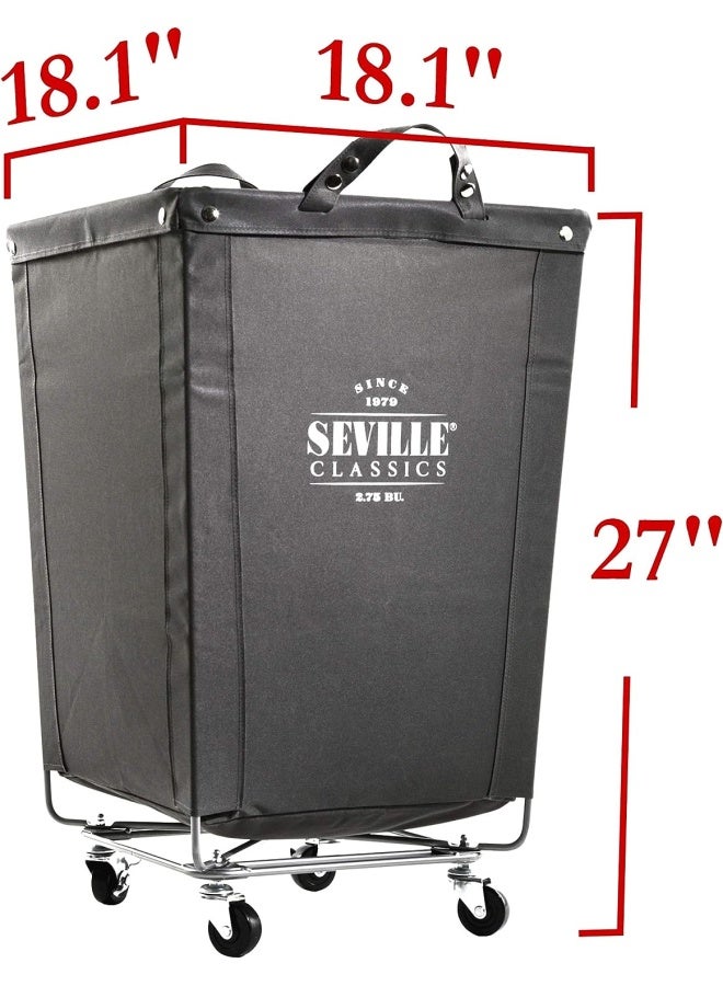 Seville Classics سلة غسيل كبيرة من سيفيل كلاسيكس بإطار فولاذي ثقيل متحرك مع عجلات لفندق المنزل خزانة غرفة النوم براءة اختراع 181 د × 181 و رمادي - Image 2