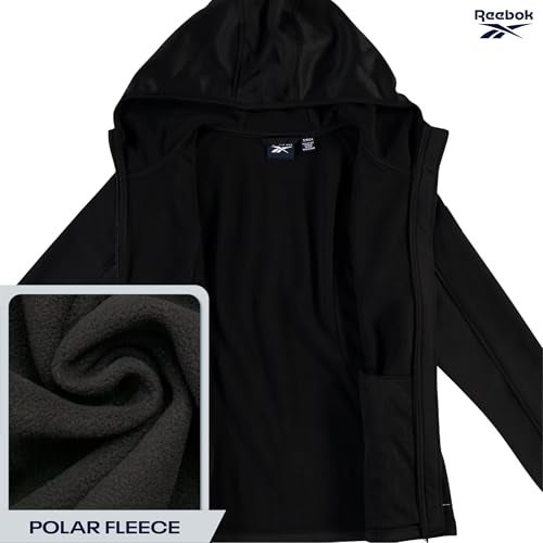Reebok Womens Jacket - Athletic Performance Softshell Zip Up Fleece Jacket with Hood - Lightweight Jackets for Women, Size Medium, Black Ink - Image 4