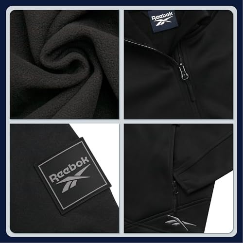 Reebok Womens Jacket - Athletic Performance Softshell Zip Up Fleece Jacket with Hood - Lightweight Jackets for Women, Size Medium, Black Ink - Image 3