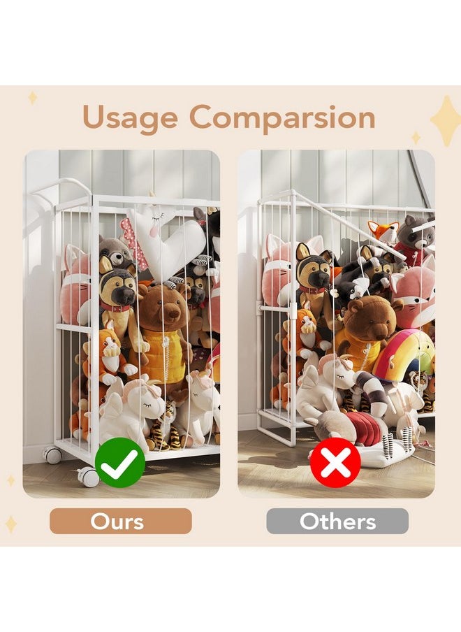 BBLIKE BBLIKE Stuffed Animal Storage - Zoo Stuffed Animal Net with Wheels, Save Space Toy Storage Organizer, Vertical Stuffed Animal Holder for Kids Room, Playroom, Nursery（White ）  - Image 4