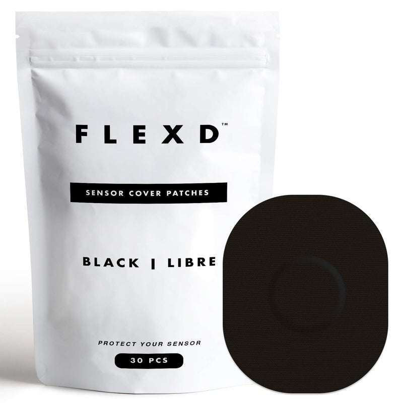 Flexd Libre 3 Sensor Covers Waterproof Freestyle Adhesive Patches Pack of 30 Oval Black